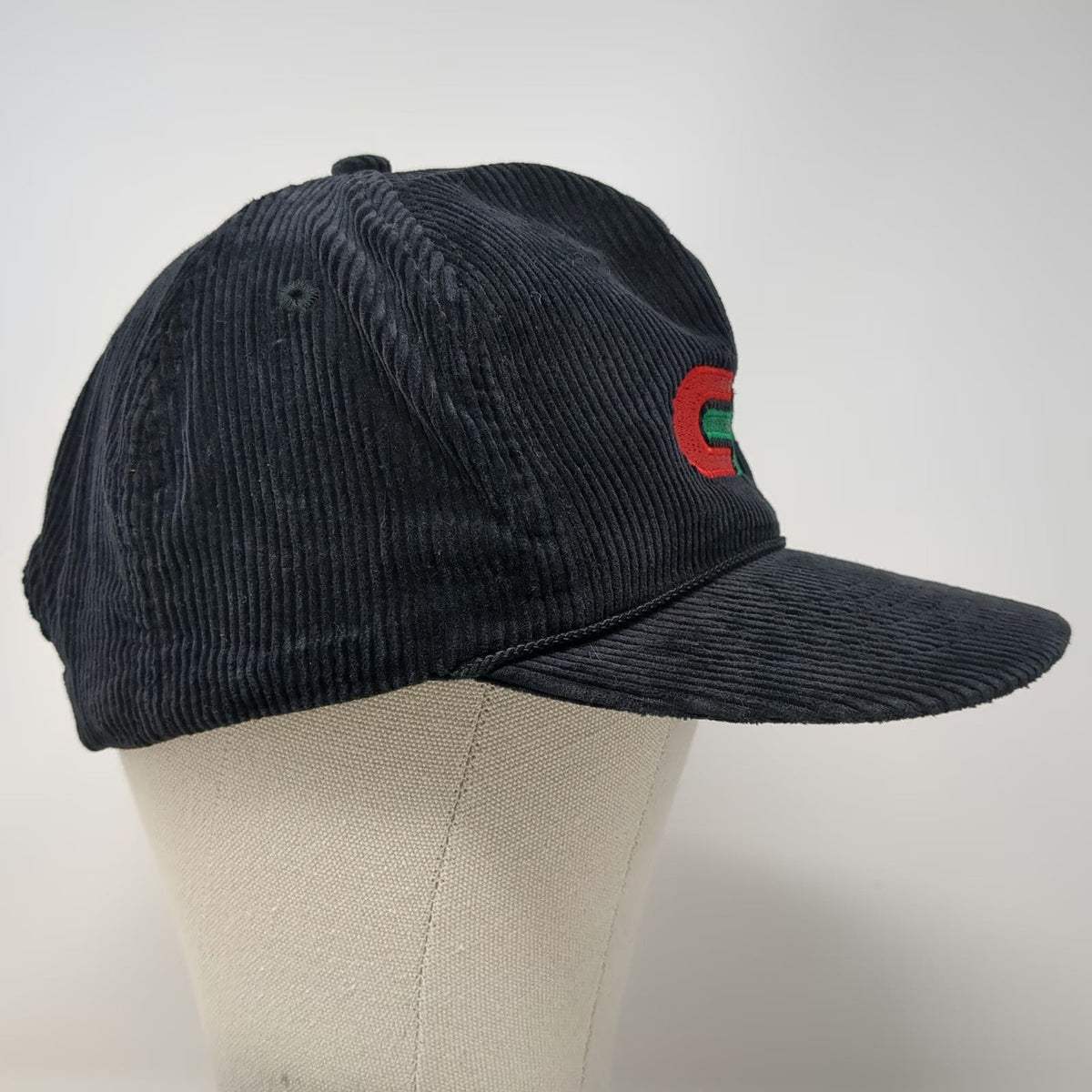 5 Panel Black One Size Corduroy Rope Brim Consolidated CF Red Green Snapback Hat