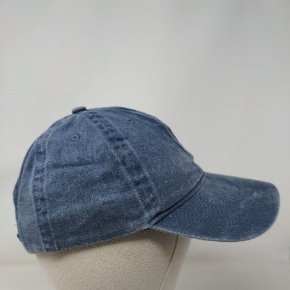Infinity Strapback Hat Blue OSFM Adjustable Denim Vented Holes 6 Panel Blank