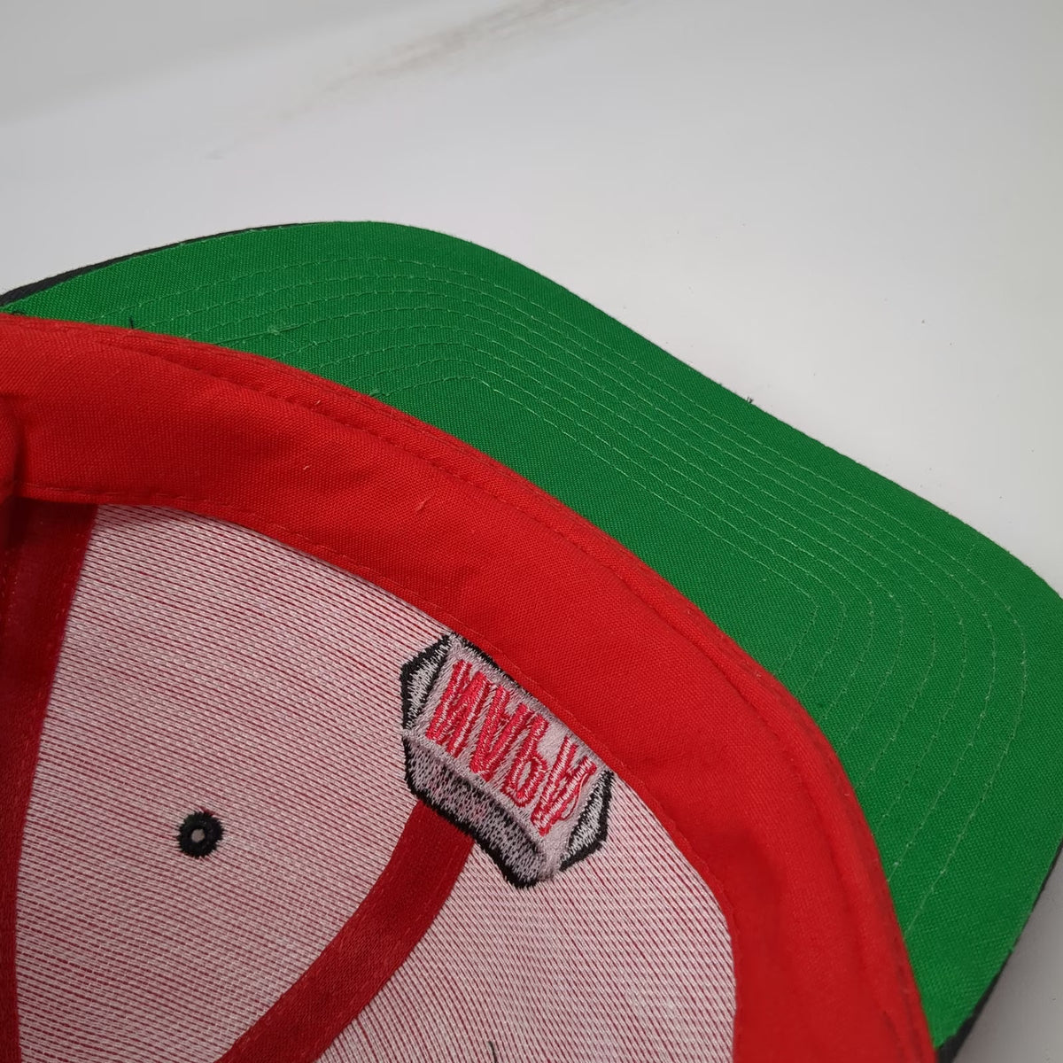 NAPA Snapback Hat Red Black One Size Green Underbrim Structured Baseball Cap