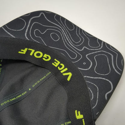 Vice Golf Snapback Hat Black One Size Perforated Mesh Topographic Visor Active