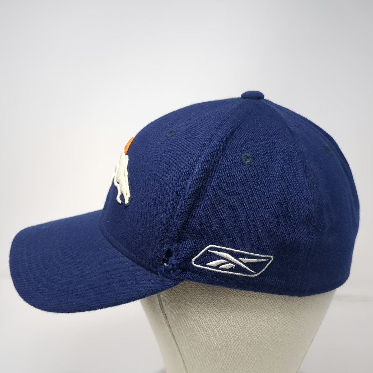 Reebok Denver Broncos NFL Blue Cap One Size Stretch Fit OSFA Shield Logo Hat