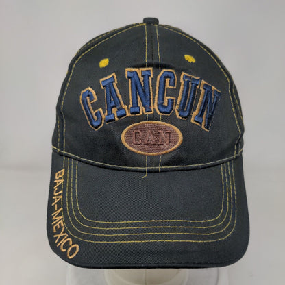 Cancun Baja-Mexico Slideback Hat Black One Size Adjustable Embroidered Cotton