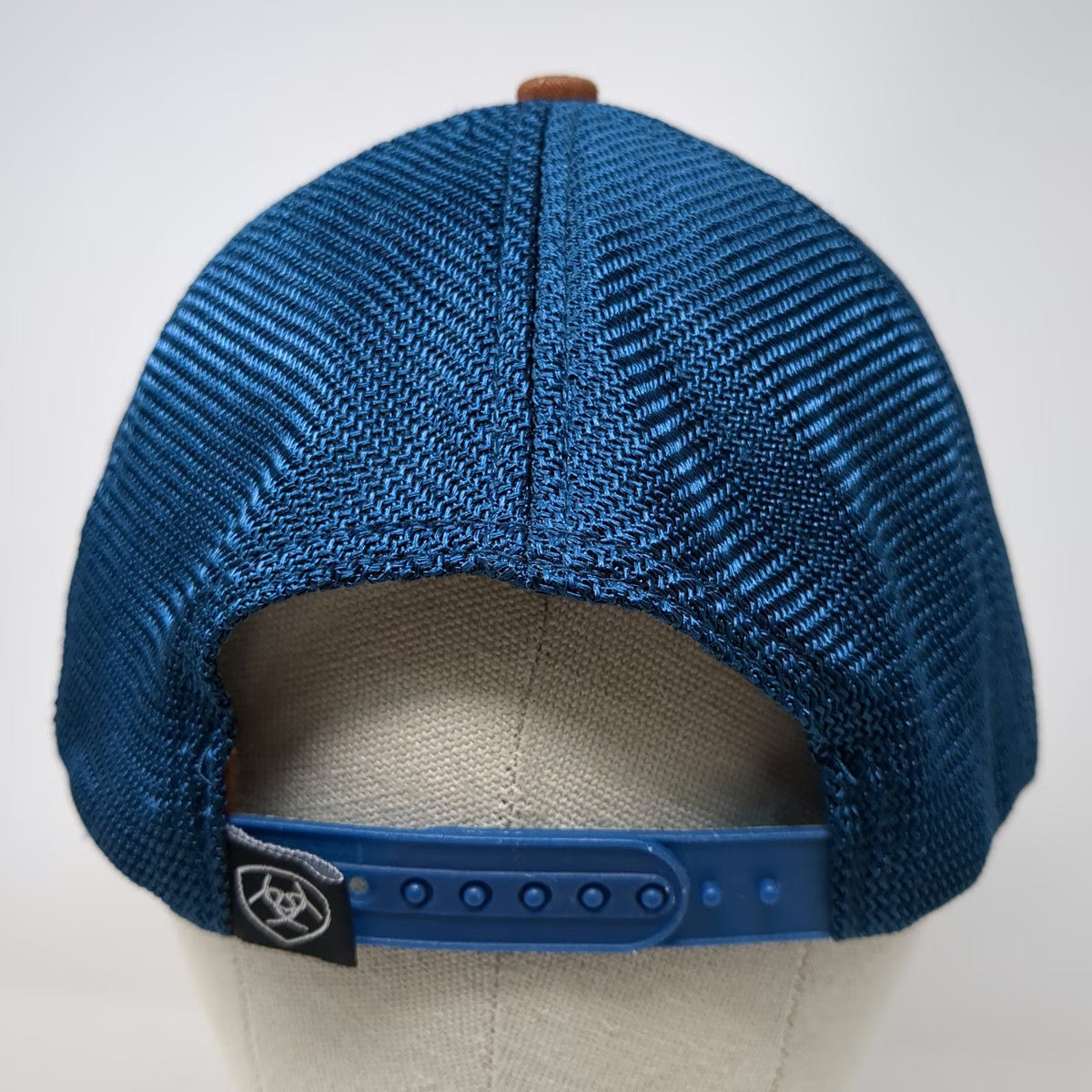 Ariat Trucker Hat Blue White Brown One Size Cactus Print Mesh Leather Patch