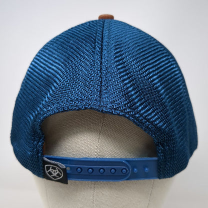 Ariat Trucker Hat Blue White Brown One Size Cactus Print Mesh Leather Patch