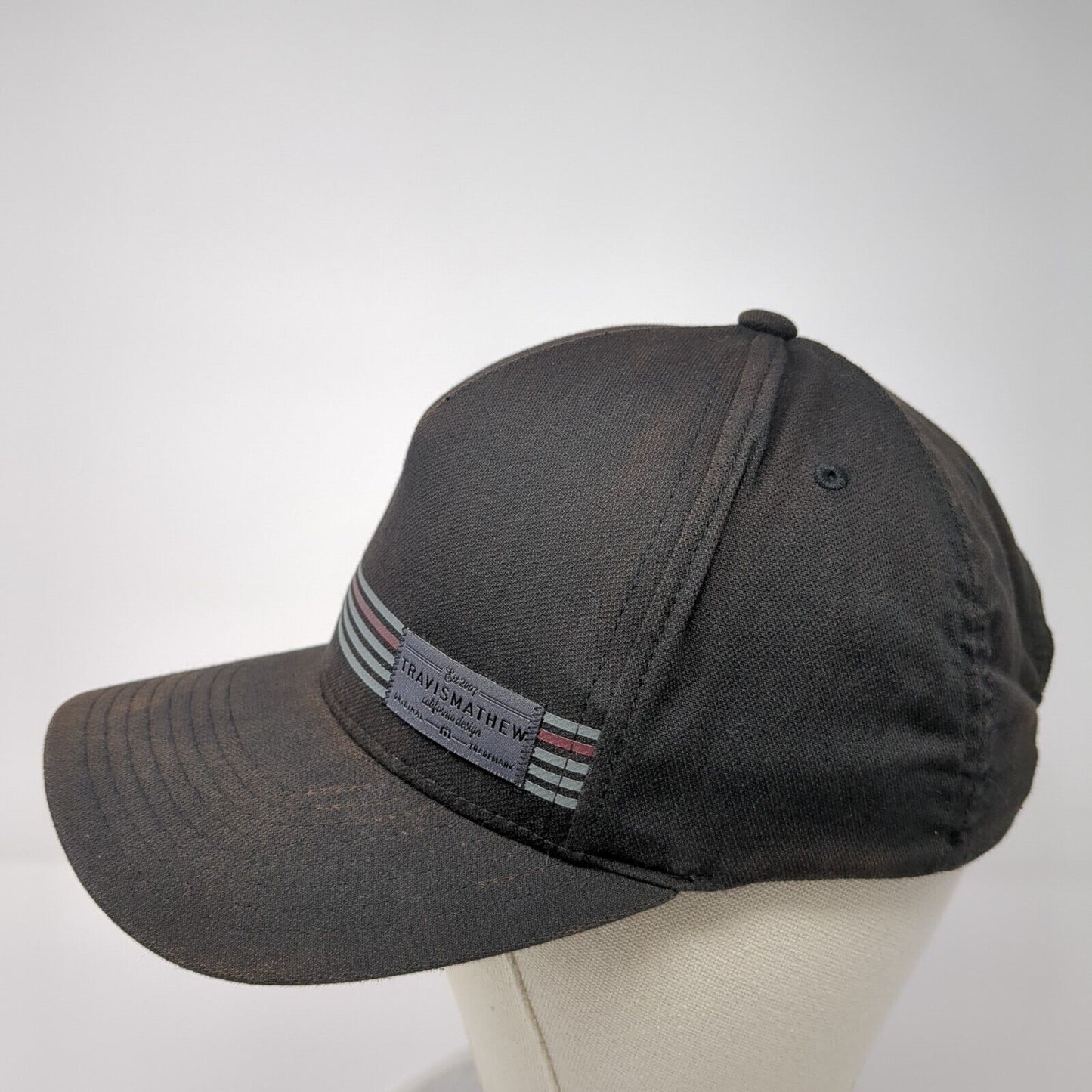 Travis Mathew Snapback Hat Black One Size Striped Flexfit 110 Patch