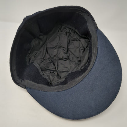 Unbranded Fitted Pom Pom Hat Blue 55cm Solid Outdoor Wool Blend Quilted
