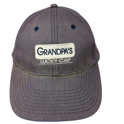 Grandpa's Lucky Cap Slideback Hat Gray One Size Embroidered Signatures