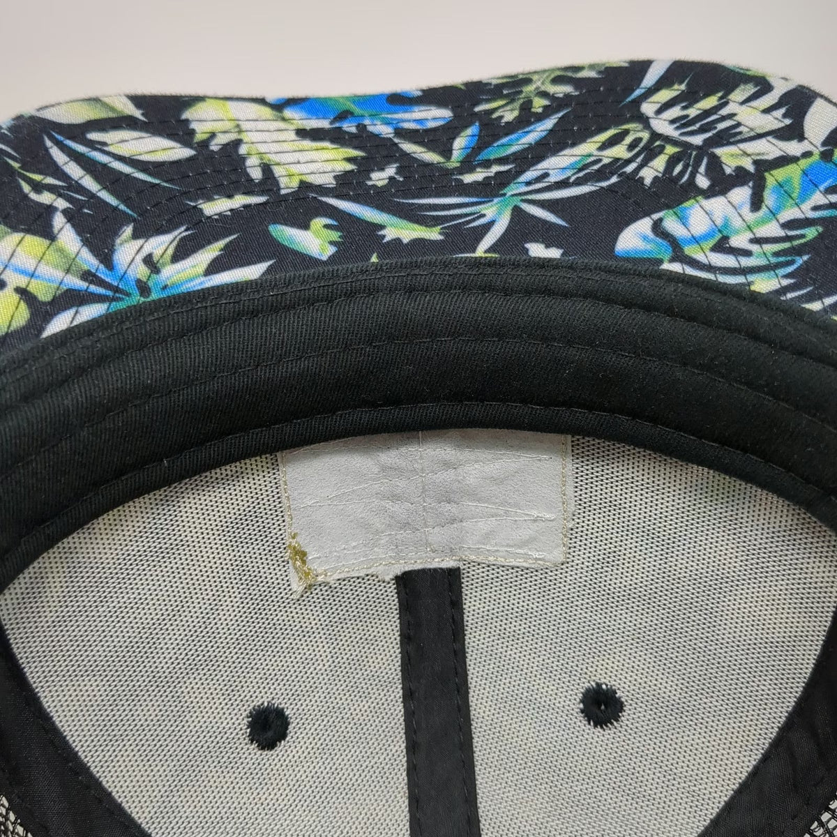 Pukka Tamarack Resort Trucker Hat Black Blue Floral One Size Snapback Mesh Patch