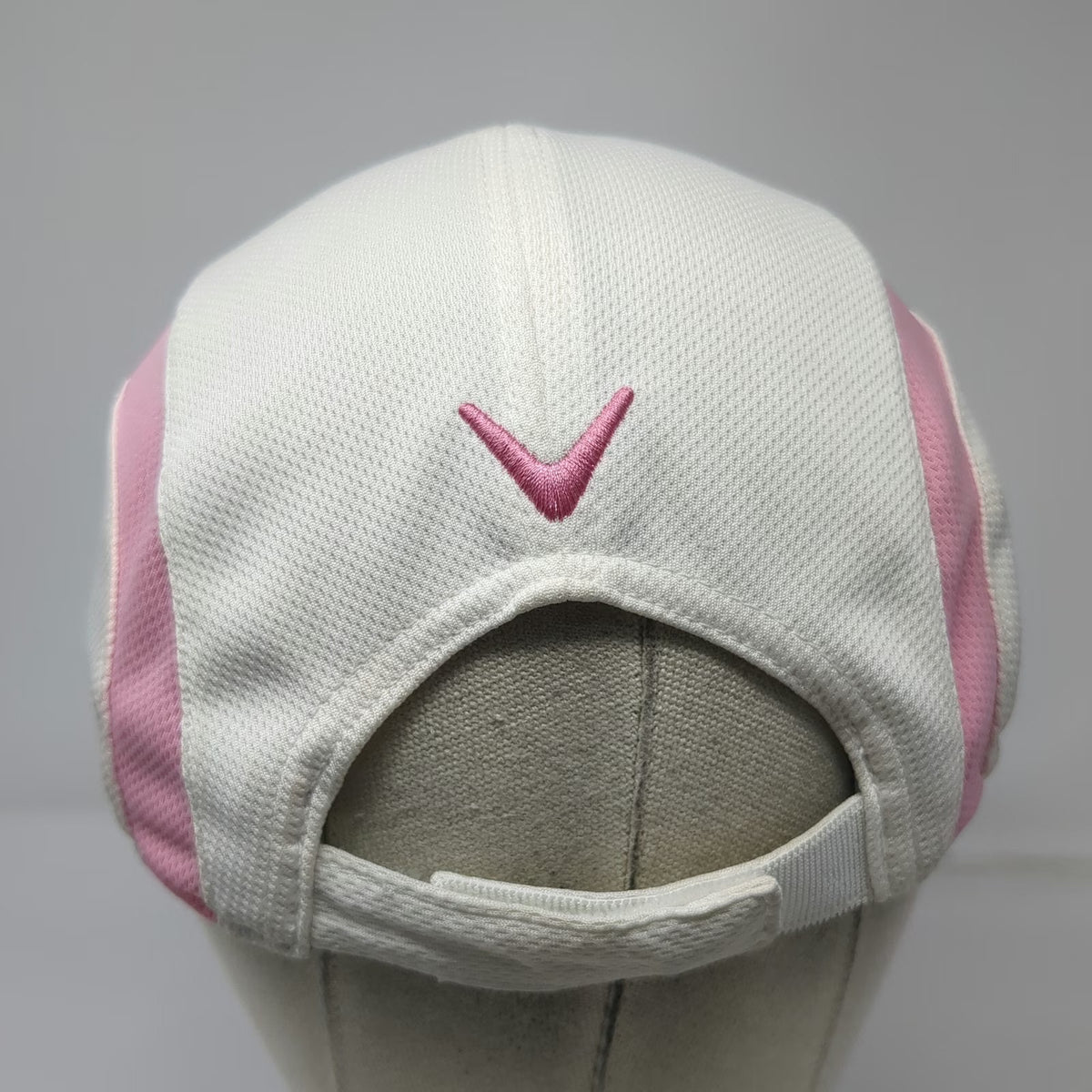 Callaway 5 Panel White One Size Strapback Golf Hat Mesh Side Panels Logo Cap