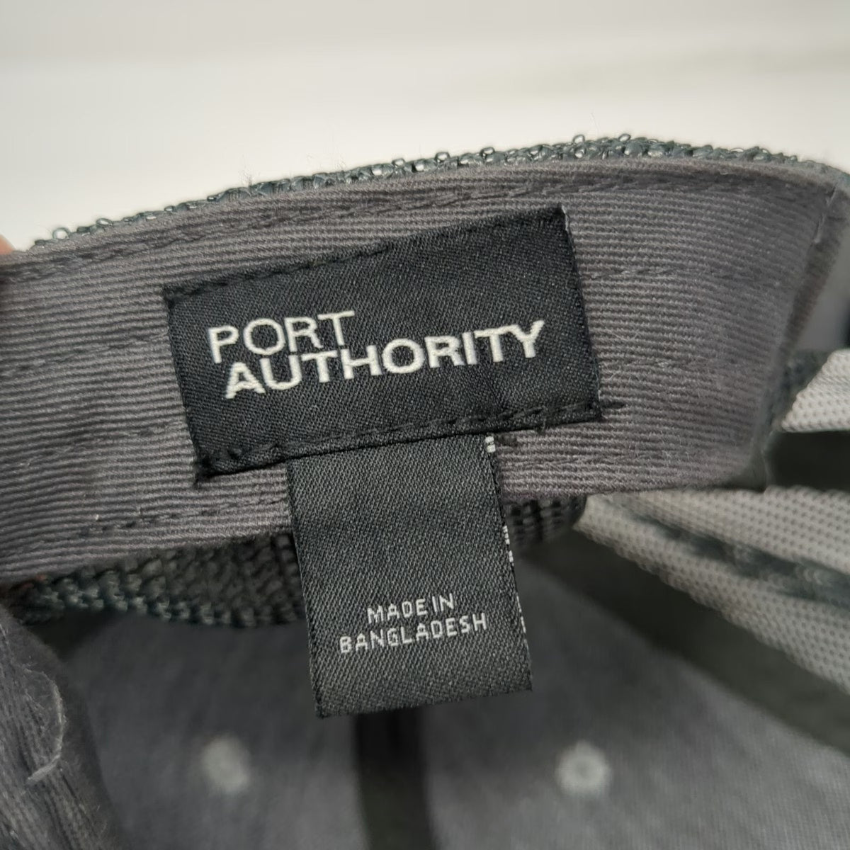 Port Authority Gray Trucker Hat One Size Black Mesh Leather Patch Snapback Farm