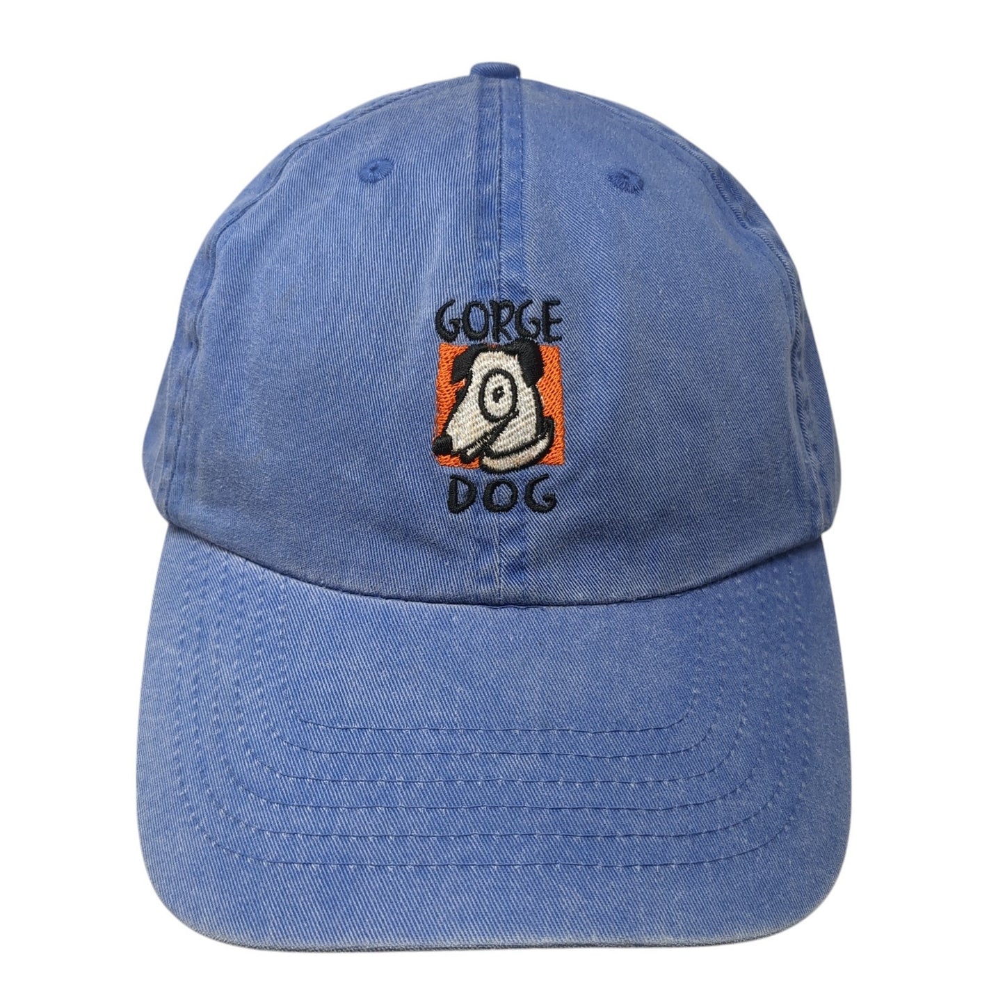 Gorge Dog Strapback Hat Blue One Size Adjustable Embroidered Fahrenheit