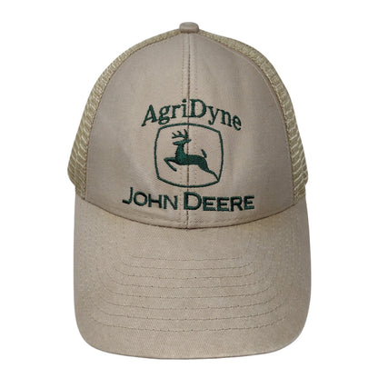 AgriDyne John Deere Snapback Mesh Back Trucker Hat Tan Embroidered Logo