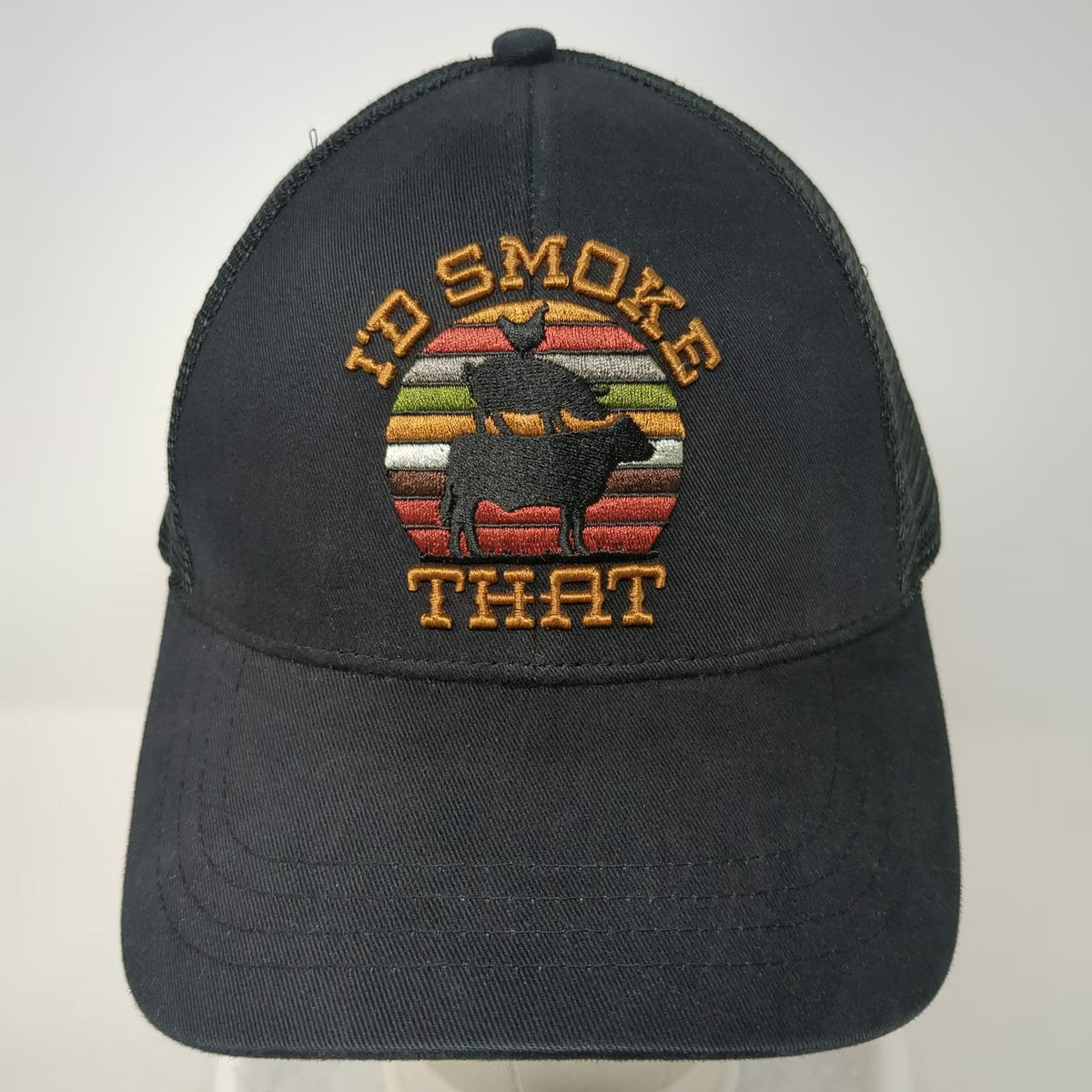 Cody James Trucker Hat Black One Size Snapback Mesh BBQ I'd Smoke That Animals