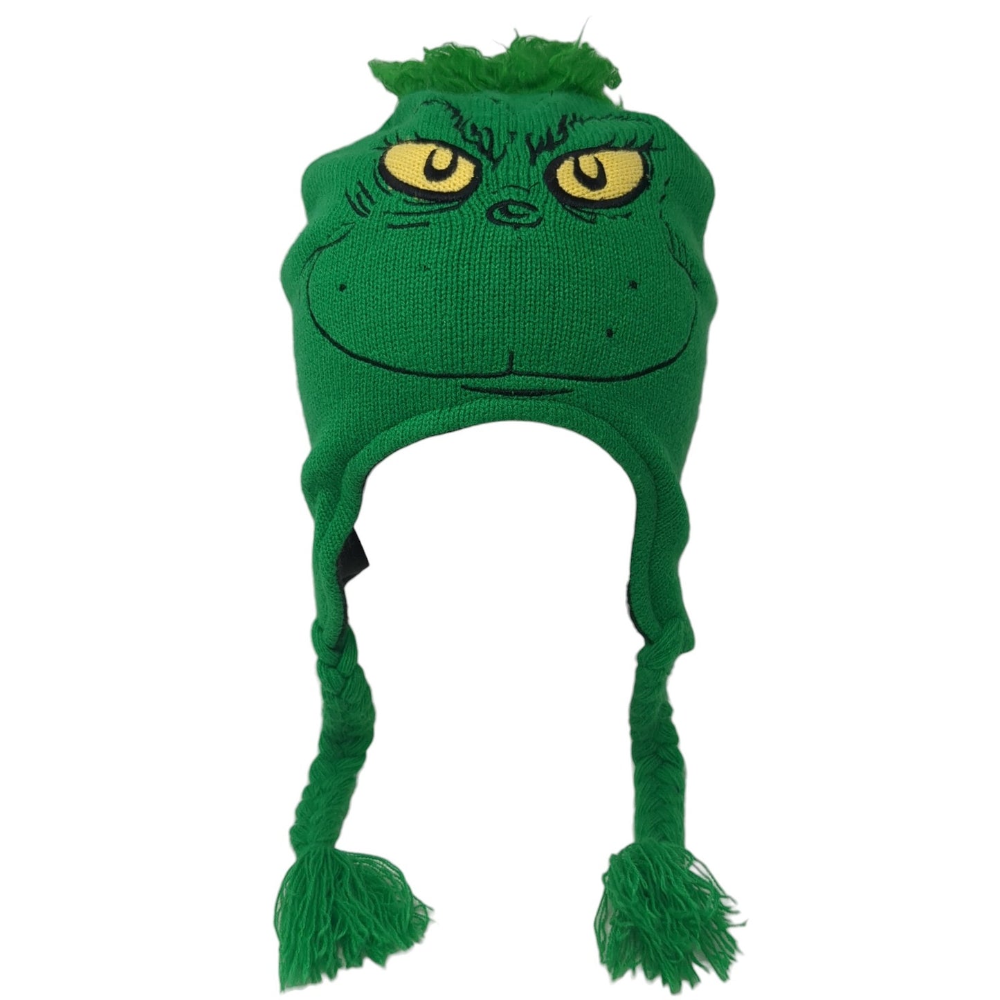 Dr. Seuss The Grinch Knit Beanie Hat Green One Size Braided Embroidered