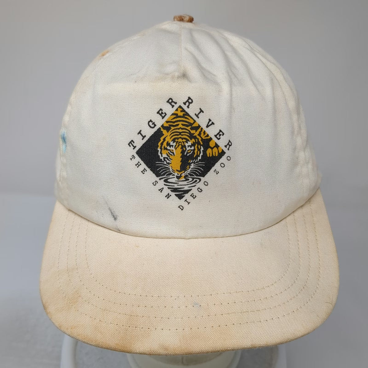 5 Panel White One Size San Diego Zoo Tiger River Snapback Hat Made in USA