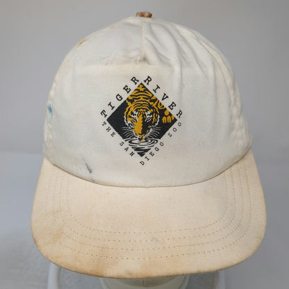 5 Panel White One Size San Diego Zoo Tiger River Snapback Hat Made in USA