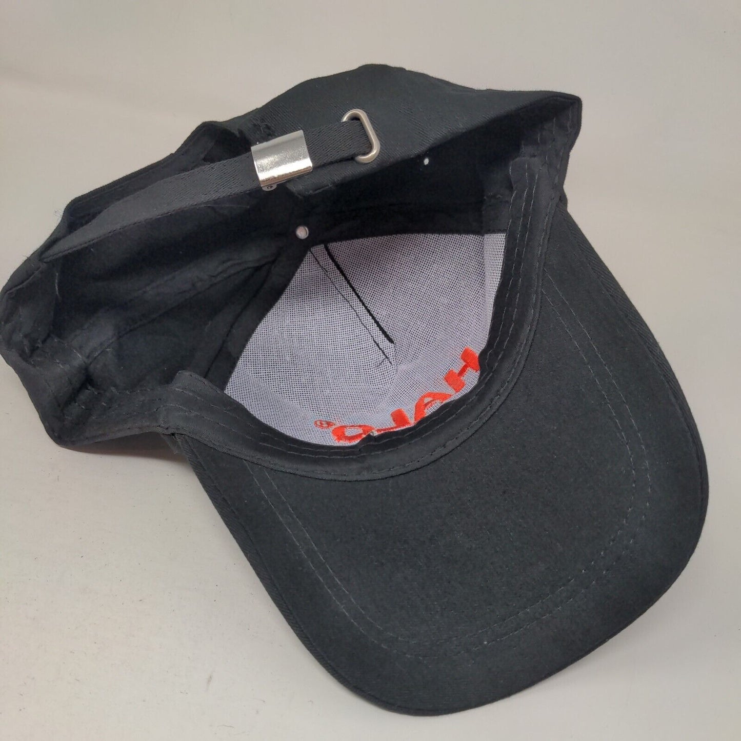 Halo Slideback Hat Black One Size Adjustable Embroidered Vented Holes 6 Panel