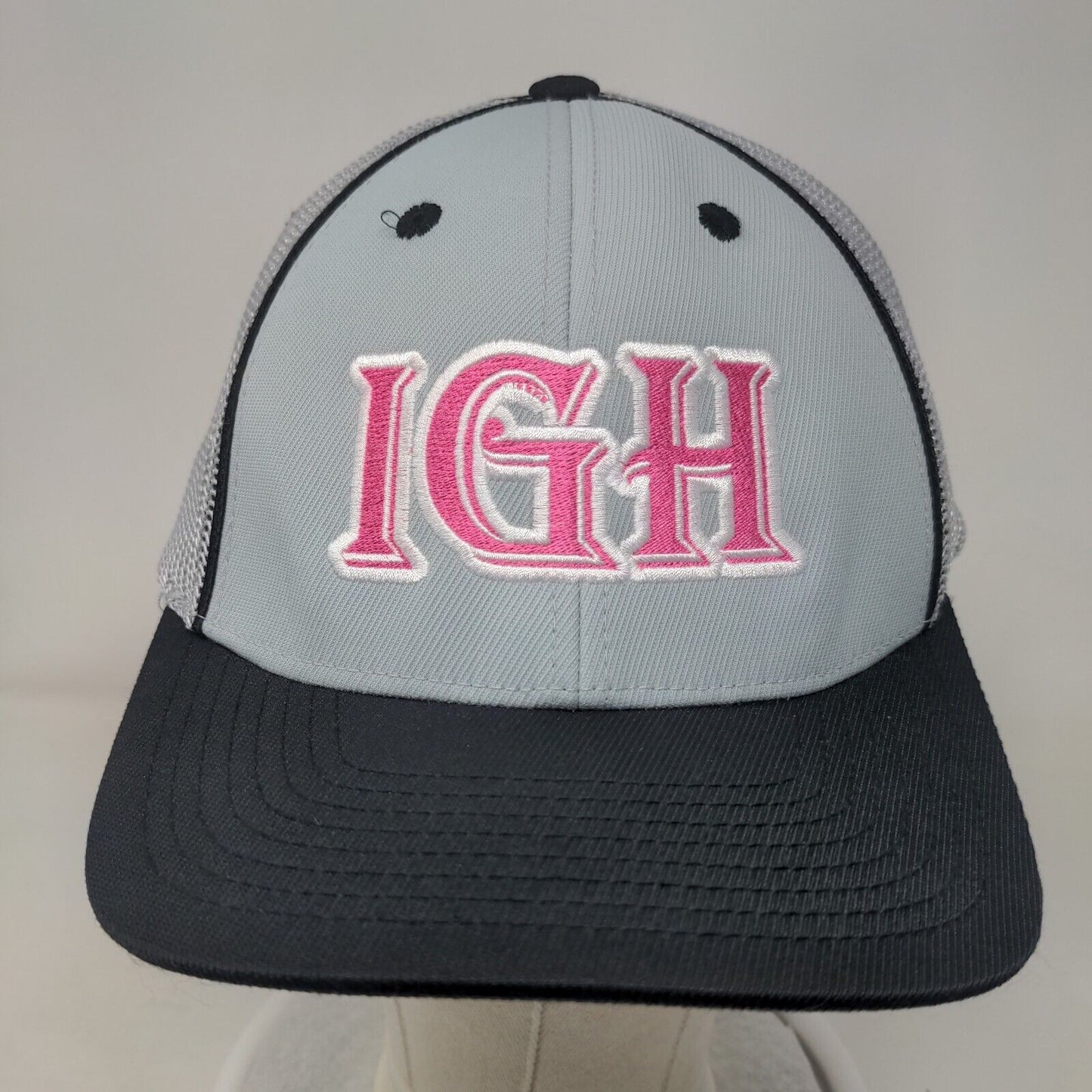 IGH Fitted Trucker Hat Gray L/XL Embroidered Pro Model Mesh Pacific Headwear