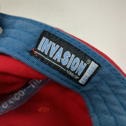 Invasion Baseball Cap Red White One Size Pto Vallarta Mexico Patch Slideback hat