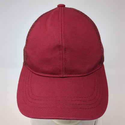 C.C. Strapback Ponyback Trucker Hat Red One Size Adjustable Mesh Back Blank