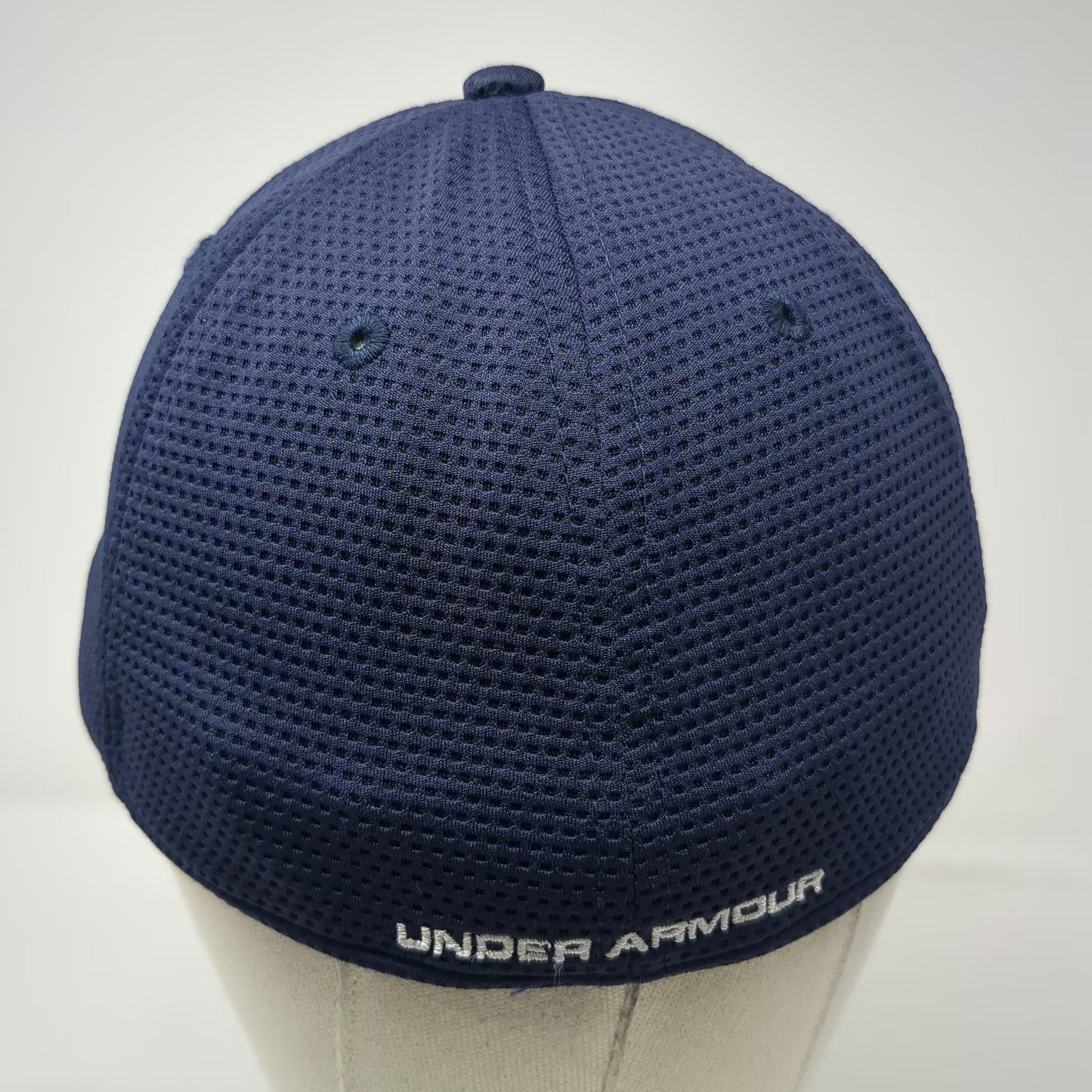 Under Armour Baseball Cap Blue L Mesh Stretch Fit Embroidered Logo Athletic Hat
