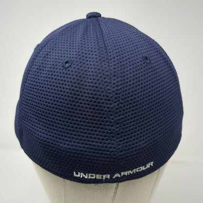 Under Armour Baseball Cap Blue L Mesh Stretch Fit Embroidered Logo Athletic Hat