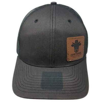 Richardson Trucker Hat Black L Snapback Cowtown Milk & More Leather Patch