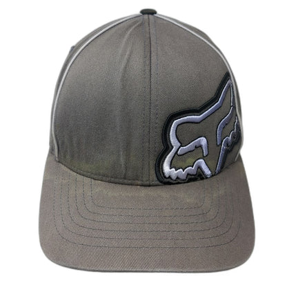 Fox Racing Baseball Cap Gray M Fitted Flexfit Embroidered Head Logo Athletic Hat