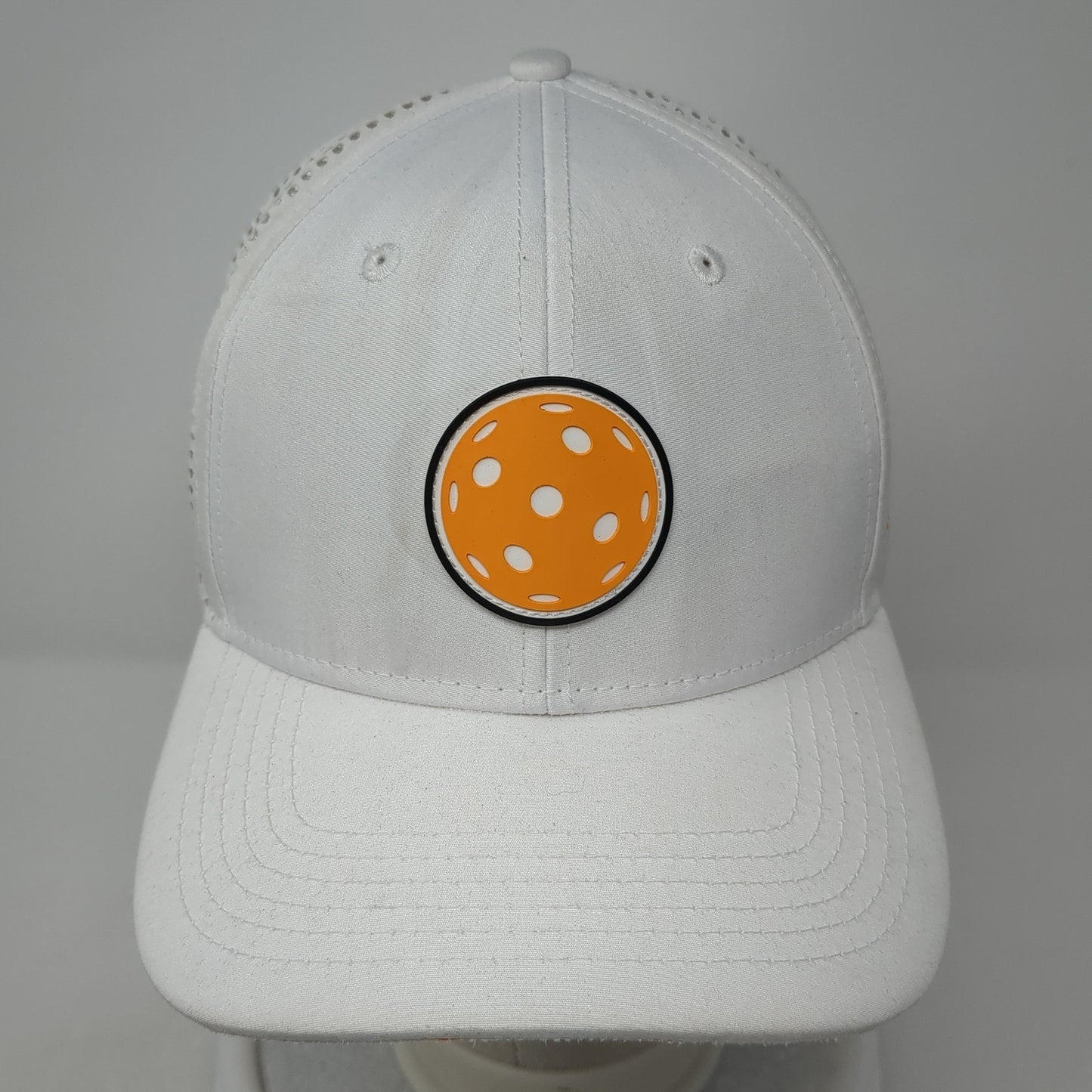 Pickleball Central Strapback Hat White One Size Adjustable Laser Cut