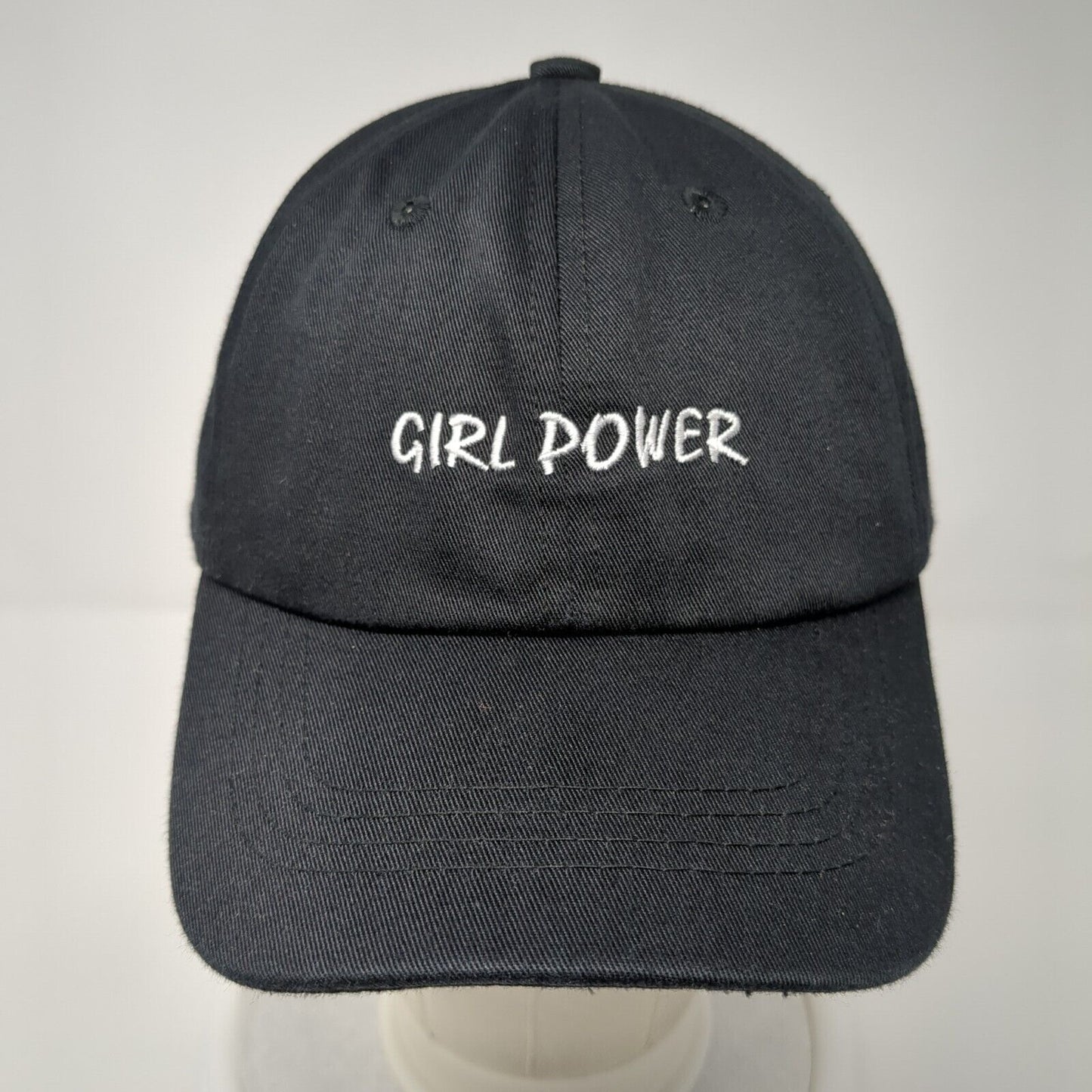 Girl Power Strapback Hat Black One Size Bow Embroidered Wonder Nation