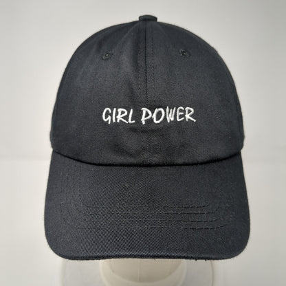 Girl Power Strapback Hat Black One Size Bow Embroidered Wonder Nation