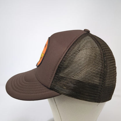Wildlife Safari Brown Trucker Hat One Size Mesh Snapback Running Cheetah Patch