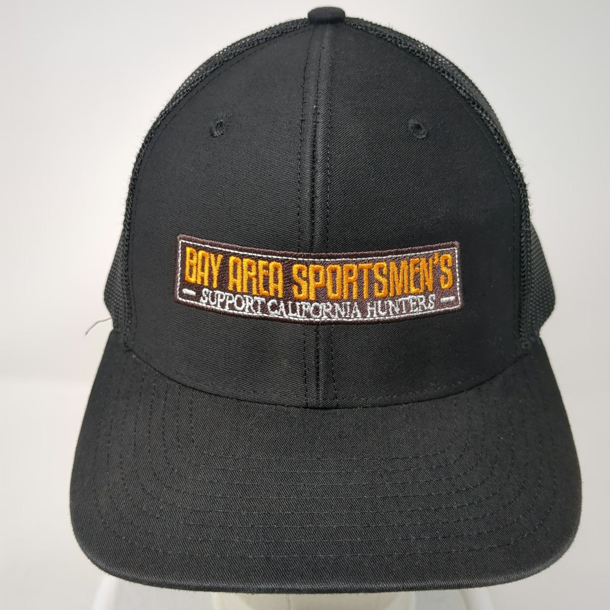 Richardson Trucker Hat Black One Size Bay Area Sportsmen's Hunters Mesh Patch