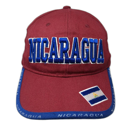 Nicaragua Baseball Cap Red One Size Strapback Flag Patch Country Embroidered Hat
