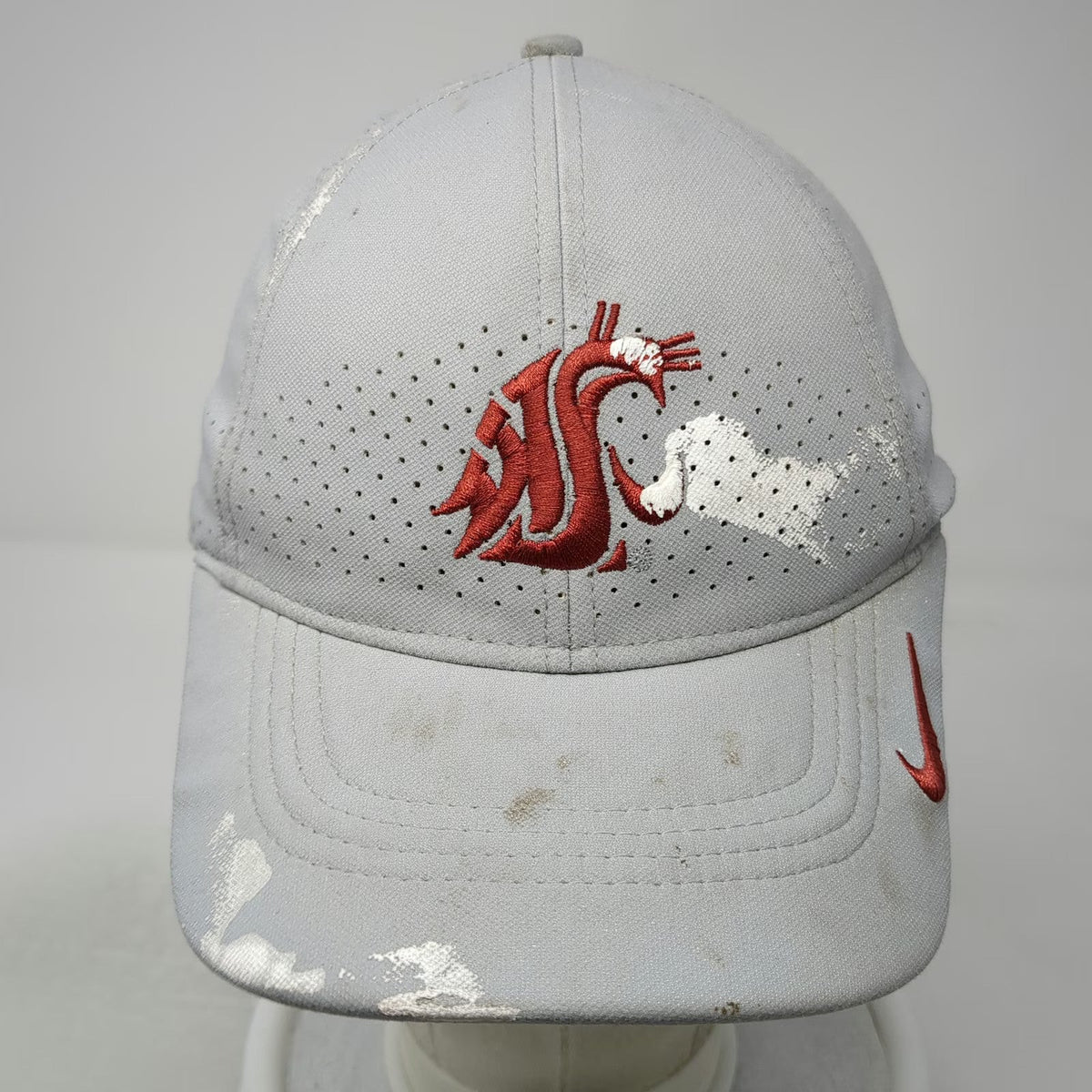 Nike Washington State Cougars NCAA Gray One Size Perforated Strapback Hat Swoosh