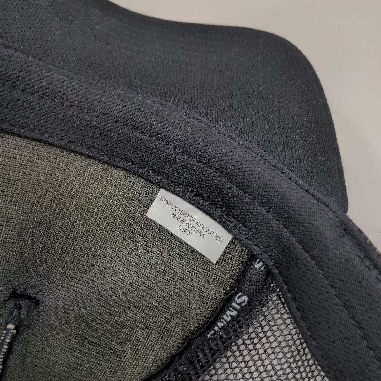 Simms Fishing Snapback Mesh Back Trucker Hat Black OSFM Swordfish Logo