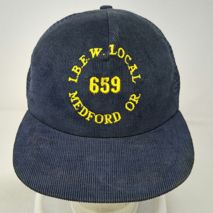 Red River Co. Trucker Hat Blue One Size IBEW Local 659 Union Corduroy USA Made