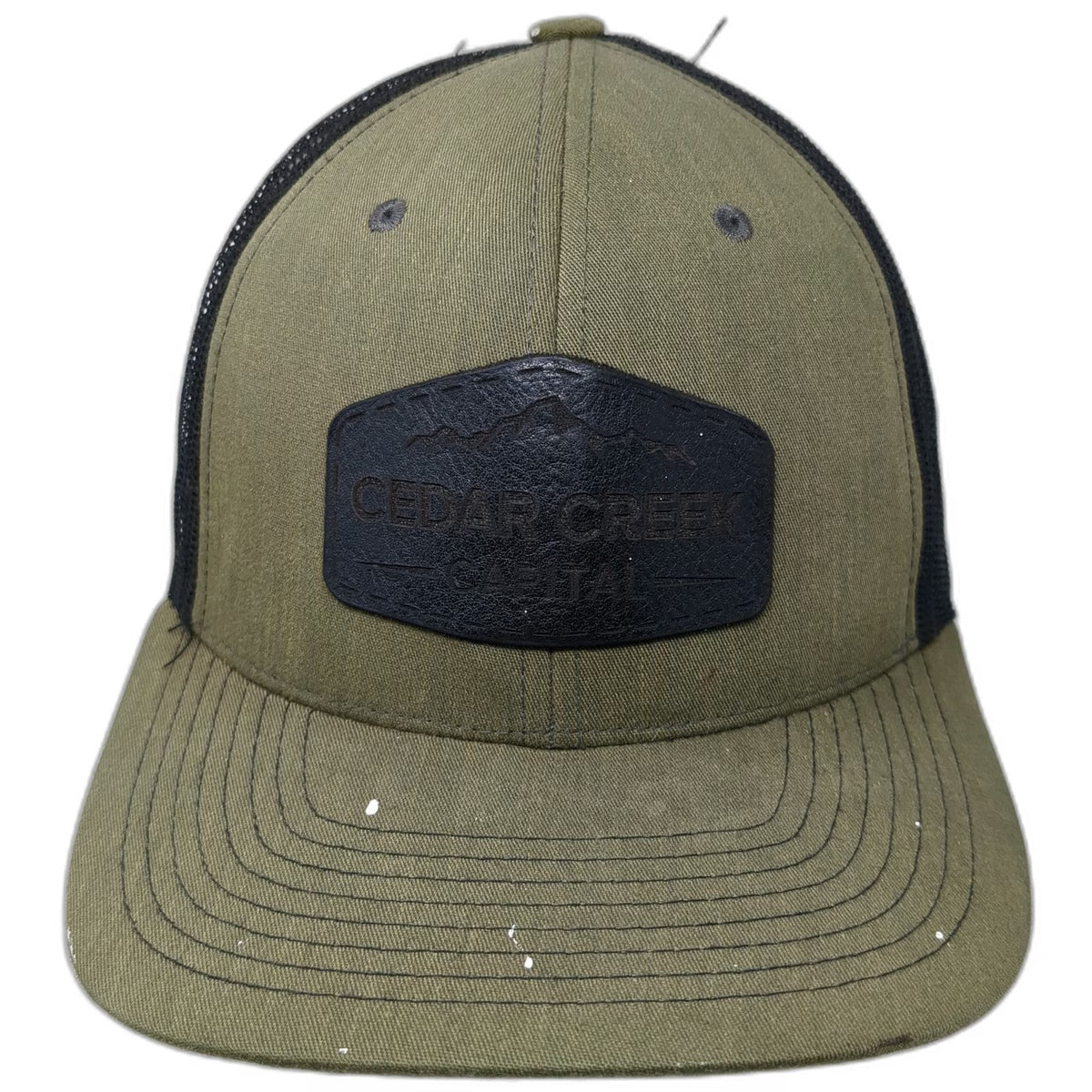Cedar Creek Capital Trucker Hat Green One Size Mesh Back Snapback Leather Patch