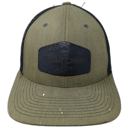 Cedar Creek Capital Trucker Hat Green One Size Mesh Back Snapback Leather Patch