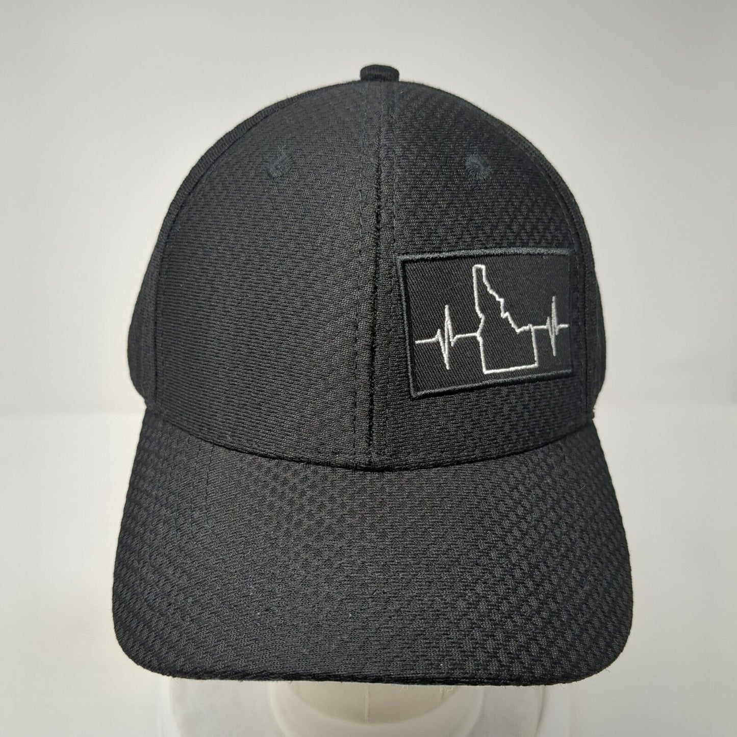 Idaho Heartbeat Snapback Hat Black One Size Adjustable Embroidered 6 Panel