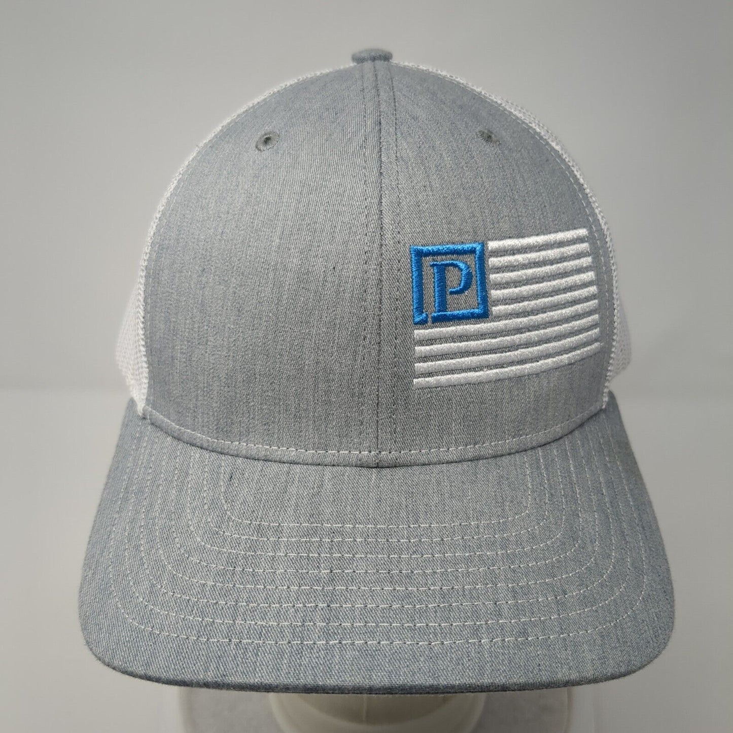 Richardson Snapback Mesh Back Trucker Hat Gray One Size Letter P Flag