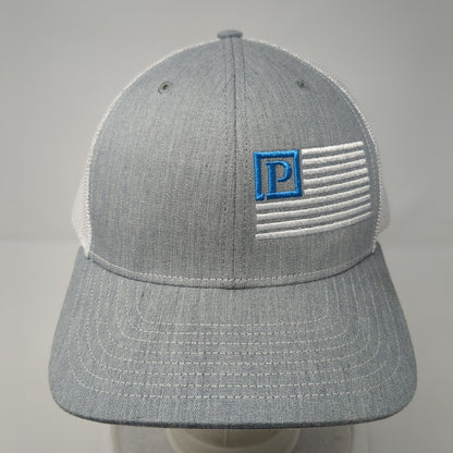 Richardson Snapback Mesh Back Trucker Hat Gray One Size Letter P Flag