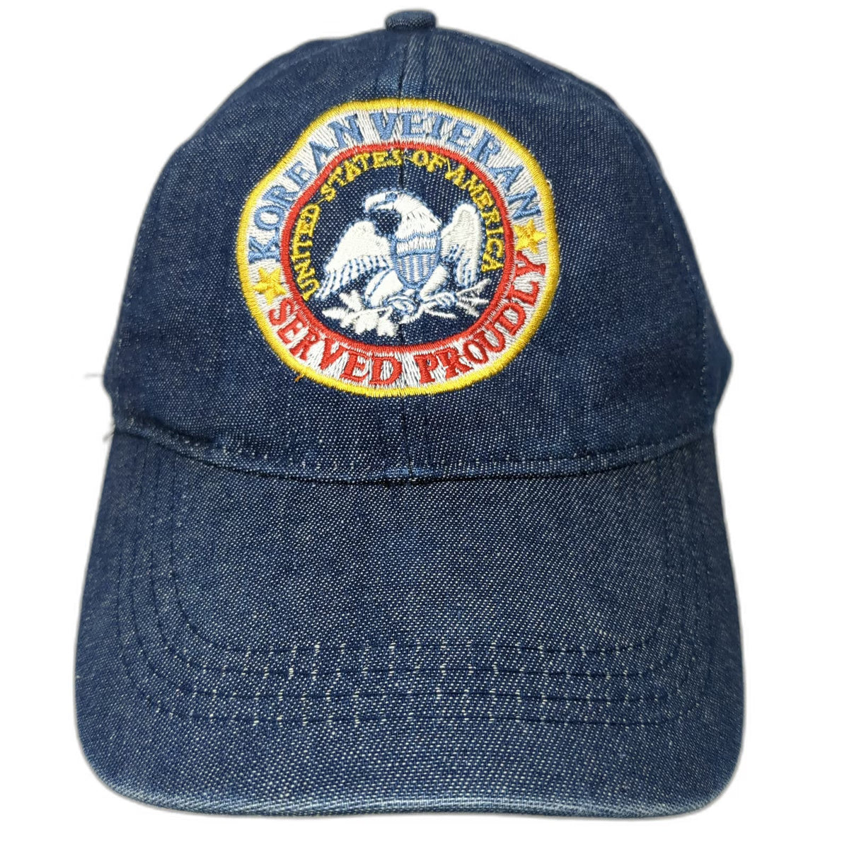 Baseball Cap Blue One Size Korean War Veteran Patch Denim Strapback Eagle Hat