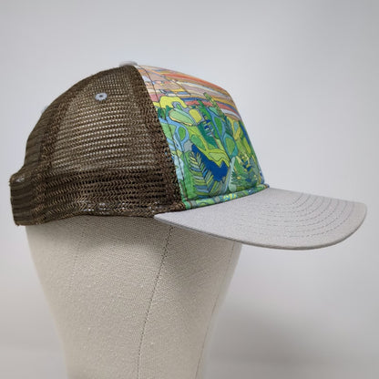 Katherine Homes Trucker Hat Gray Brown One Size Landscape Waterfall Art Hat