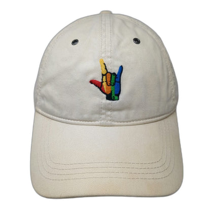 Abercrombie & Fitch Baseball Cap Beige One Size ASL I Love You Pride Rainbow Hat
