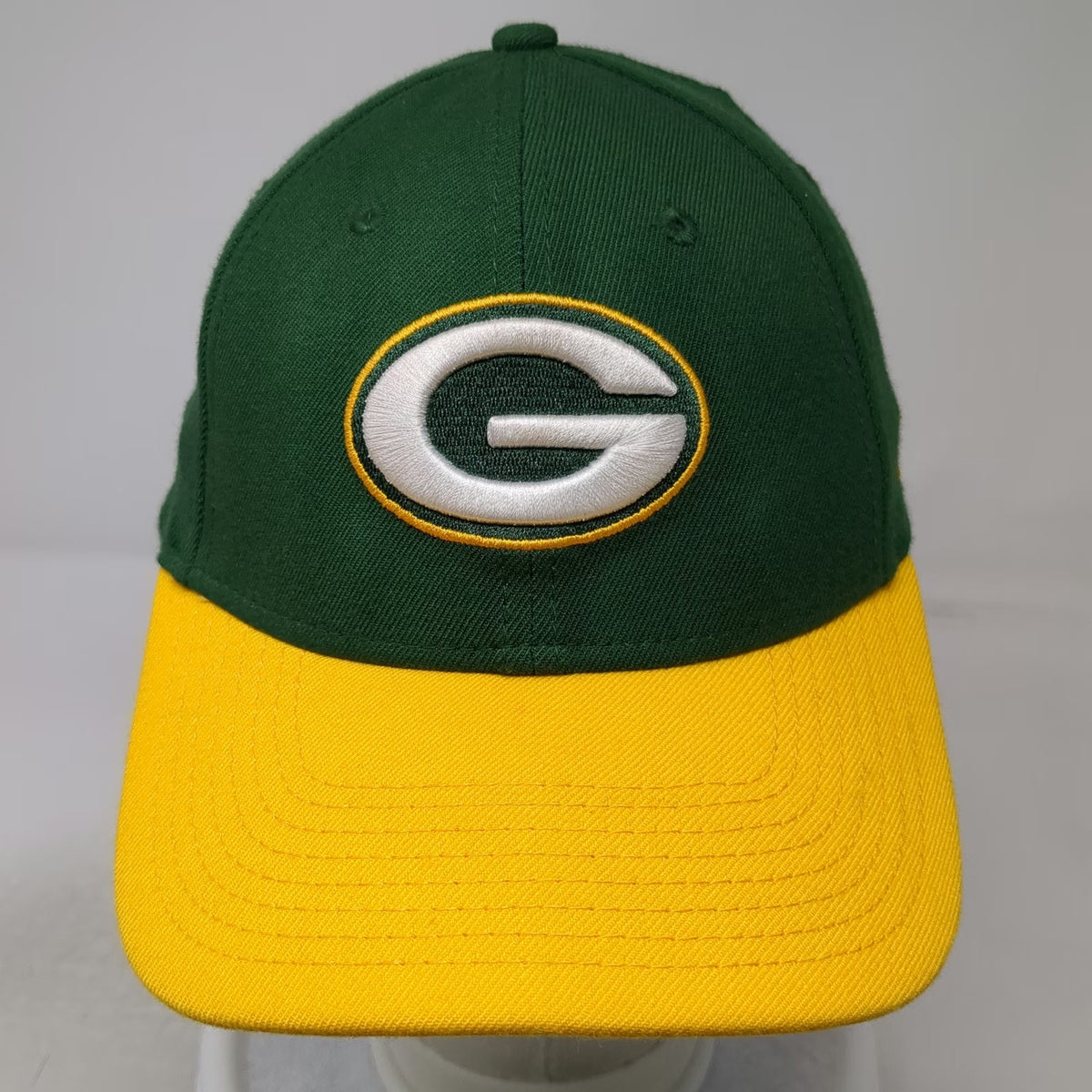 Green Bay Packers NFL New Era Hat Green Yellow L Stretch Fit 39THIRTY Logo Cap