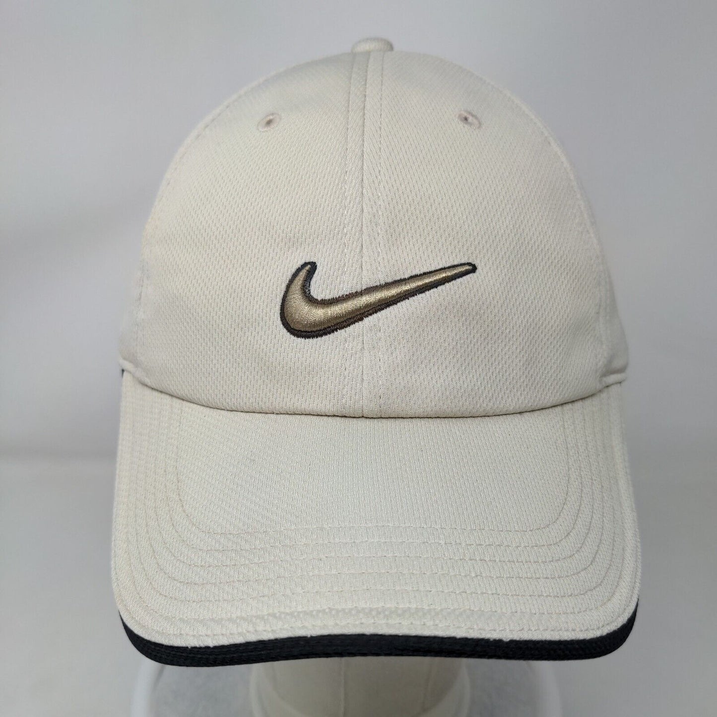 Nike Golf Strapback Hat Tan OSFM Adjustable Embroidered Swoosh 6 Panel