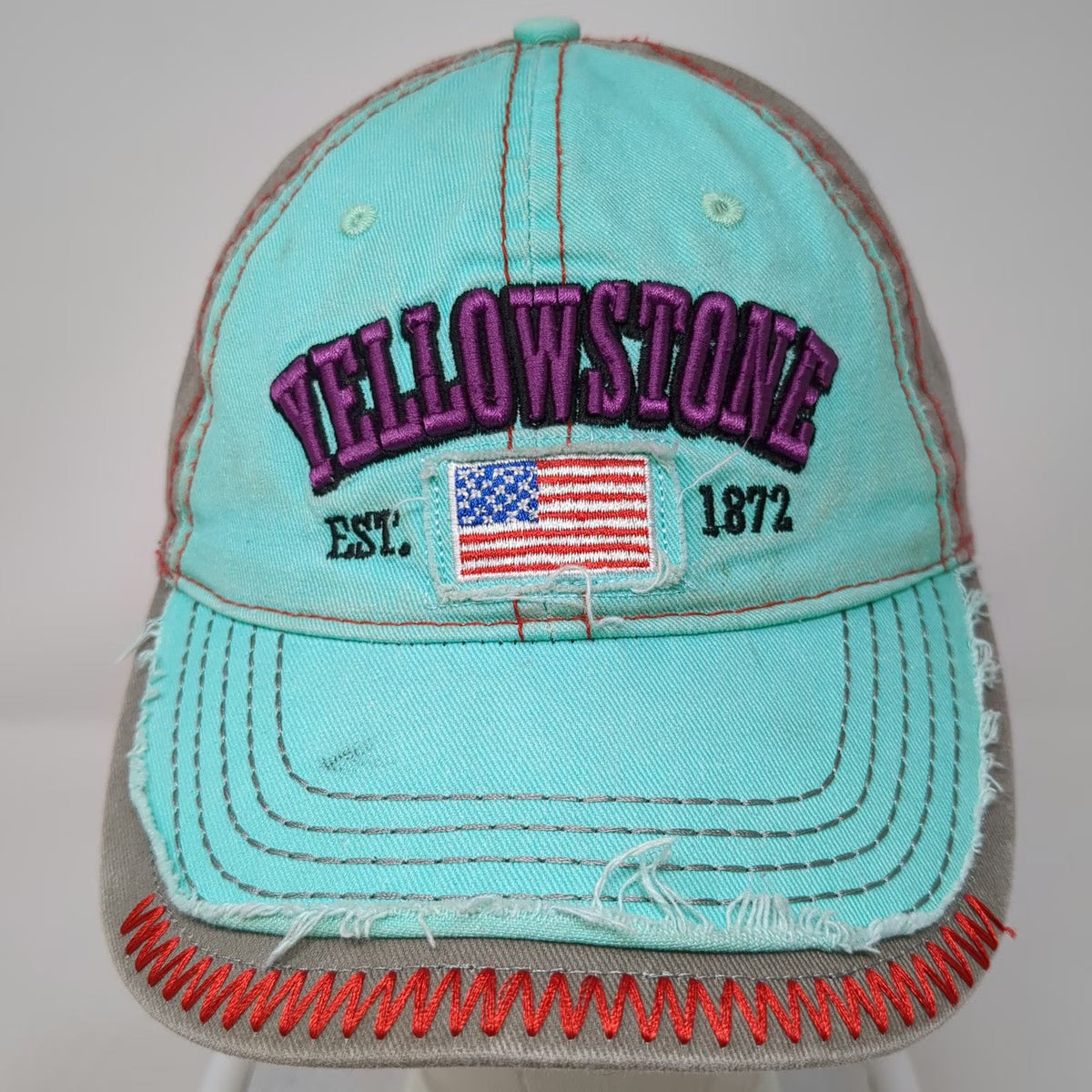 Lucky 7 USA Baseball Cap Blue One Size Yellowstone National Park Flag Hat Stitch