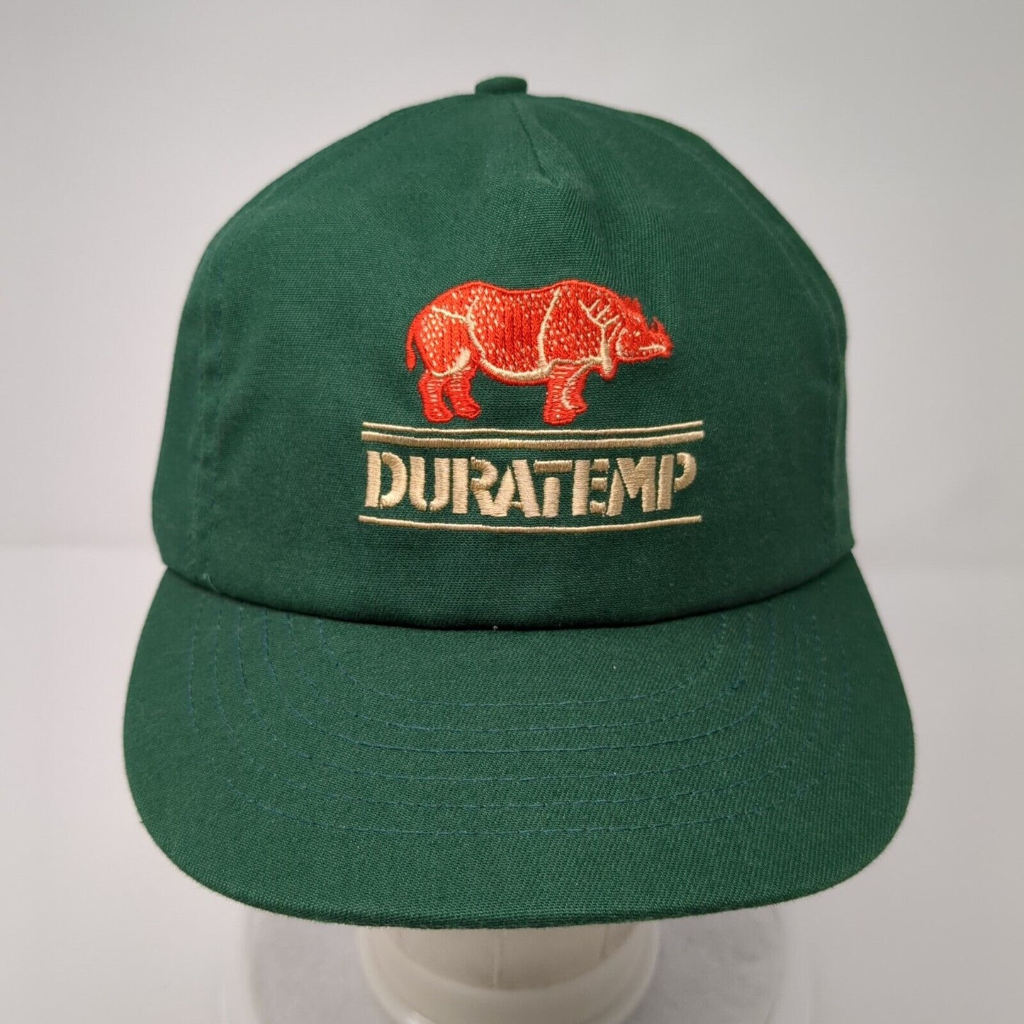 Duratemp Slideback Hat Green OSFA Adjustable Embroidered Leather Strap