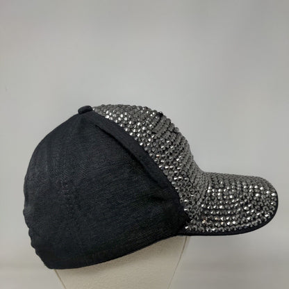 Unbranded Snapback Hat Black One Size Adjustable Bling Rhinestone Studded